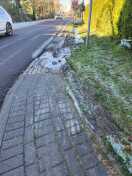 Foto: Gehweg und Lampe stark beschädigt 